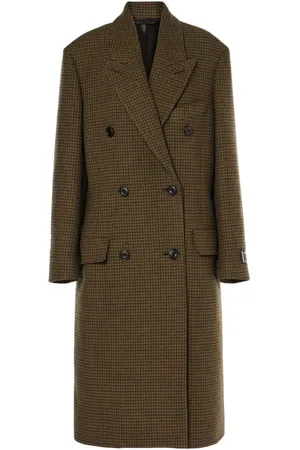 Acne Studios Frakke, Dame, Brun, XL, Uld, Ternet Uldfrakke med Dobbelt Brystlukning