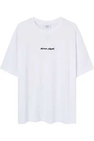 Maison Kitsuné Top, Herre, Hvid, M, Broderet Logo Hvid Skjorte
