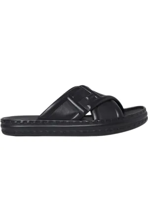 Fendi Sko, Herre, Sort, 40 EU, Læder, FF Logo-Prægede Sandaler