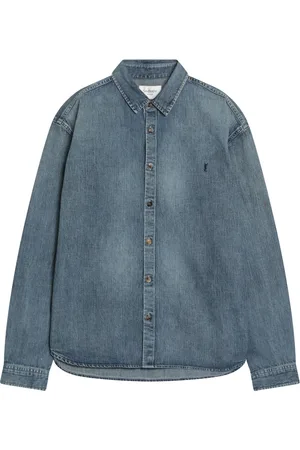 Saint Laurent Skjorte, Herre, Blå, M, Denim, Denim Skjorte Klassisk Stil