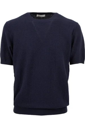 KANGRA CASHMERE Strik, Herre, Blå, S, Herre Crewneck T-shirt