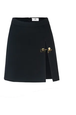 Elisabetta Franchi Nederdel, Dame, Sort, S, Polyester, Sort Nederdel med Gylden Metal Detalje