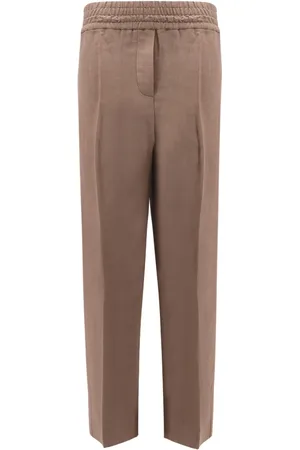 Brunello Cucinelli Bukser, Dame, Brun, 3XS, Højtaljede brune bukser lavet i Italien