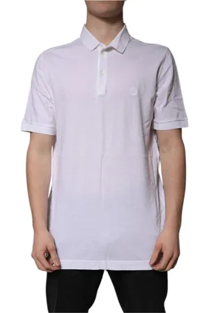 Dolce & Gabbana Top, Herre, Hvid, 3XL, Bomuld, Krone Broderet Polo T-shirt
