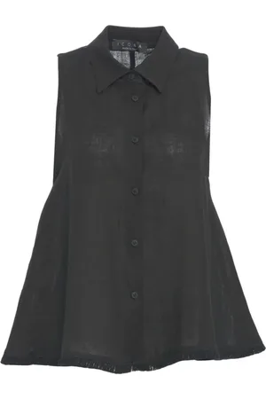 Kaos Bluser & Skjorter, Dame, Sort, XS, Linned, Linnedskjorte med frynser