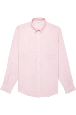 Brooks Brothers Skjorte, Herre, Lyserød, XS, Linned, Pastel Regular Fit Irish Linen Sport Skjorte