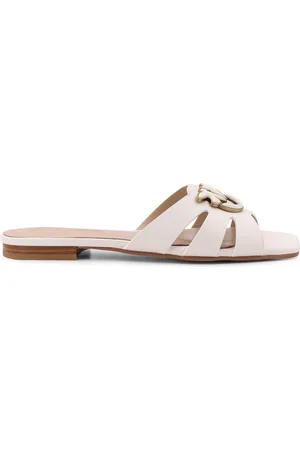 Pinko Sko, Dame, Hvid, 38 EU, Læder, Hvide Sandaler med Love Birds Logo