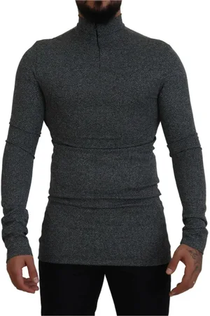 Dolce & Gabbana Strik, Herre, Grå, M, Polyester, Mørkegrå Logo Pullover Sweater