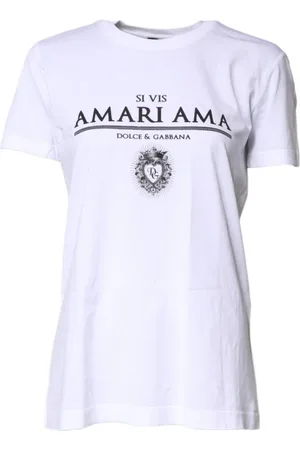 Dolce & Gabbana Top, Dame, Hvid, 3XS, Bomuld, Logo Print Bomuld Pullover T-shirt