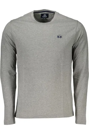 La Martina Top, Herre, Grå, 2XL, Bomuld, Elegant langærmet T-shirt med broderi