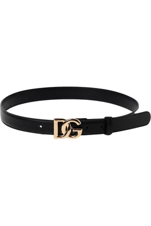Dolce & Gabbana Tilbehør, Dame, Sort, 80 CM, Læder, Sort læderbælte med DG-logo