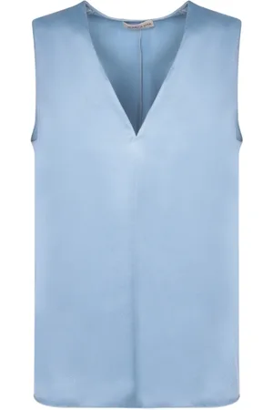 BLANCA Top, Dame, Blå, S, Satin, Blå Satin Ærmeløs Top