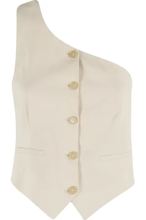 ERIKA CAVALLINI Jakke, Dame, Hvid, 2XS, Uld, Monospalla Knappet Gilet i Talco