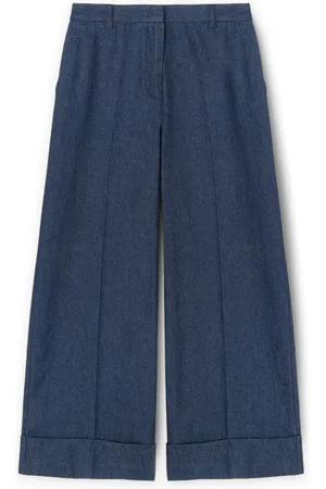 Motivi Jeans, Dame, Blå, XL, Denim, Cropped bukser i denim lyocell blanding