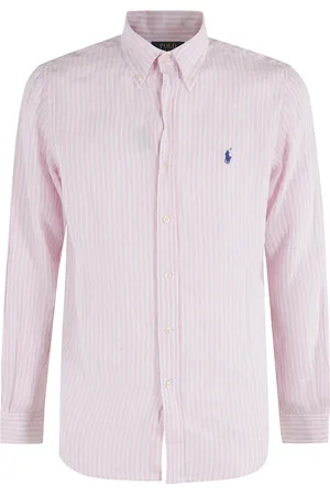 Ralph Lauren Skjorte, Herre, Lyserød, L, Linned, Stribet Linned Sport Skjorte