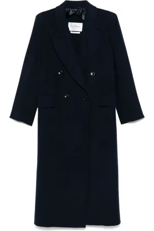 Max Mara Frakke, Dame, Blå, 2XS, Navy Double-Breasted Coat