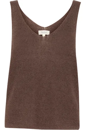 Part Two Top, Dame, Brun, L, Bomuld, Enkel Bracken Strik Top