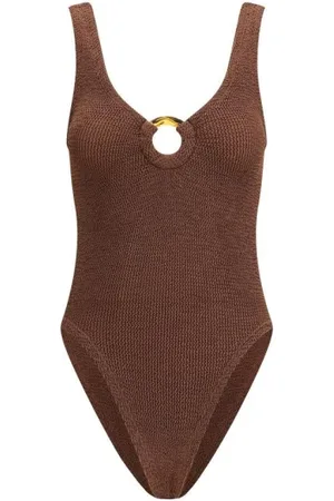 Hunza G Badetøj, Dame, Brun, ONE SIZE, Elegant Cirkulær Cut-Out Badedragt