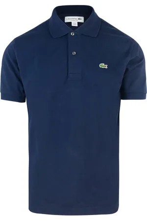 Lacoste Top, Herre, Blå, XL, Bomuld, Blå Ribbet Krave Polo Skjorte