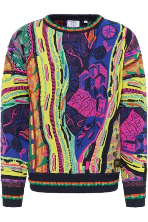 Carlo Colucci Strik, Herre, Flerfarvet, S, Moderne 3D Jacquard Sweater