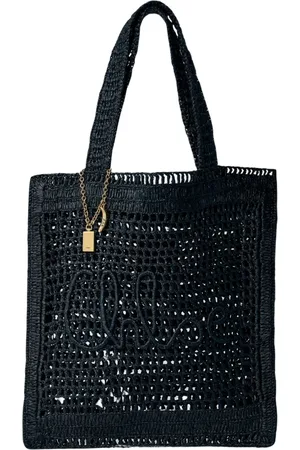 Chloé Taske, Dame, Sort, ONE SIZE, Uld, Raffia Logo Motif Tote Bag