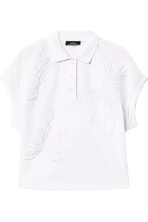 Twin-Set Top, Dame, Hvid, S, Bomuld, Pique Polo Skjorte Broderet Kvinde