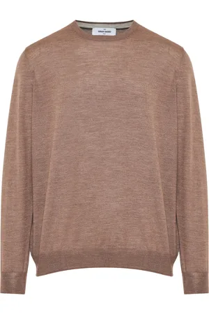 Gran Sasso Top, Herre, Brun, L, Uld, Luksus Uld Silke Strikvarer Produceret i Italien