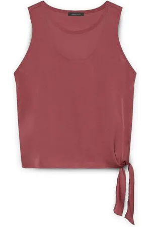 Fiorella rubino Top, Dame, Rød, 2XL, Satin, Top i satin med knude