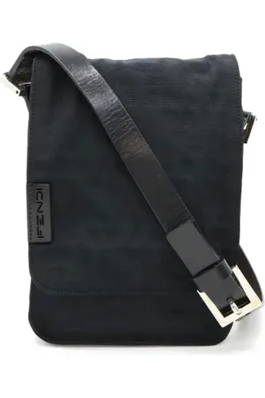 Fendi Pre-owned, Dame, Sort, ONE SIZE, Uld, Pre-owned Canvas crossbody-tasker