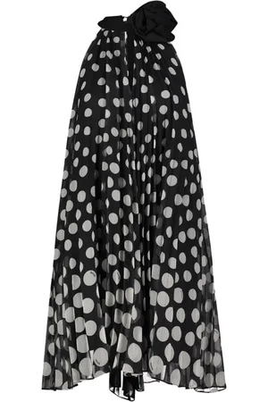 Gaudi Kjole, Dame, Sort, XS, Chiffon, Retro-inspireret prikket chiffonkjole