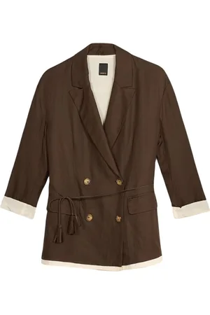 Oltre Jakke, Dame, Brun, XS, Satin, Dobbeltbrystet blazer i satin med bælte