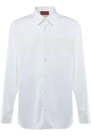 Gucci Skjorte, Herre, Hvid, M, Bomuld, Hvid Bomuldsskjorte Italiensk Stil