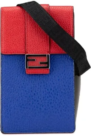 Fendi Pre-owned, Dame, Blå, ONE SIZE, Uld, Pre-owned Laeder crossbody-tasker