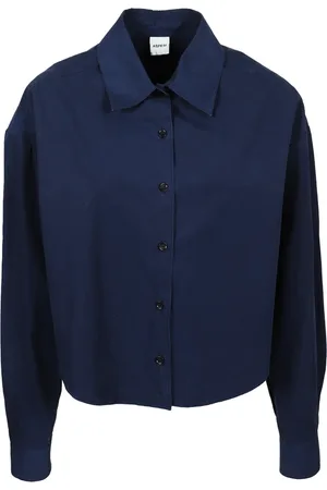 Aspesi Bluser & Skjorter, Dame, Blå, 2XS, Bomuld, Blå Rundet Skjorte Bluser