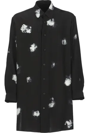 YOHJI YAMAMOTO Skjorte, Herre, Sort, L, Sort silkeskjorte med krave