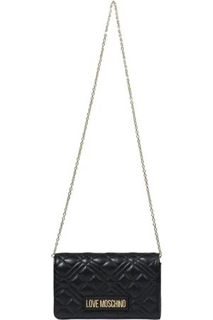 Moschino Taske, Dame, Sort, ONE SIZE, Uld, Quiltet Dames Taske med Logo