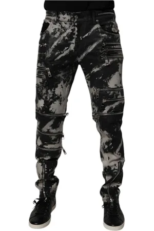 Dolce & Gabbana Jeans, Herre, Sort, M, Denim, Sort Tie Dye Skinny Denim Jeans