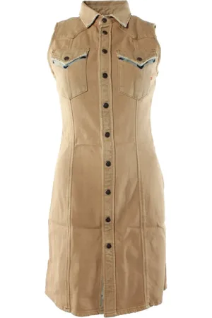 Diesel Kjole, Dame, Brun, XS, Bomuld, Brun Kjole med Elastan