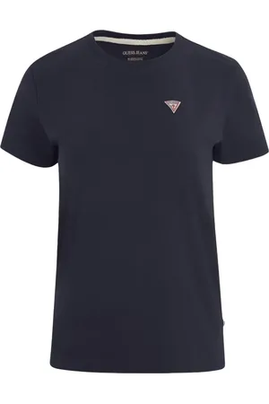 Guess Top, Dame, Blå, XS, Bomuld, Rød Trekant Logo T-shirt
