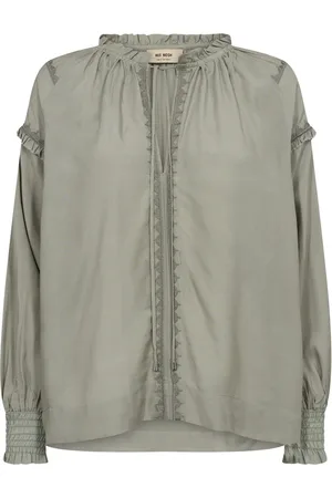 Mos Mosh Bluser & Skjorter, Dame, Grøn, S, Uld, Boho-inspireret Broderet Bluse Shadow
