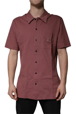 Dolce & Gabbana Skjorte, Herre, Lyserød, 2XL, Bomuld, Mørk Logo Polo Skjorte