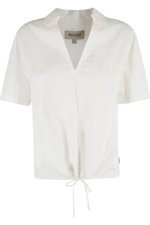 Woolrich Bluser & Skjorter, Dame, , S, Bomuld, Hvid Poplin Bluse med Snørelukning