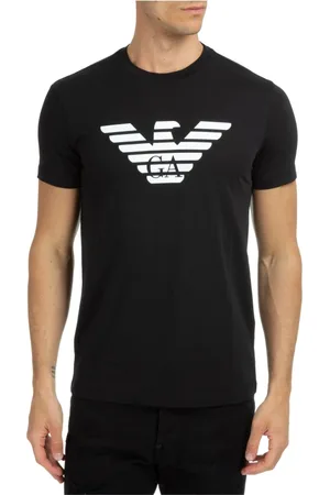 Emporio Armani Top, Herre, Sort, L, Bomuld, T-shirt med mønstret logo
