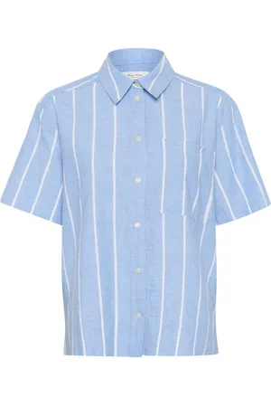 Part Two Bluser & Skjorter, Dame, Blå, 2XL, Blå og hvid stribet skjorte