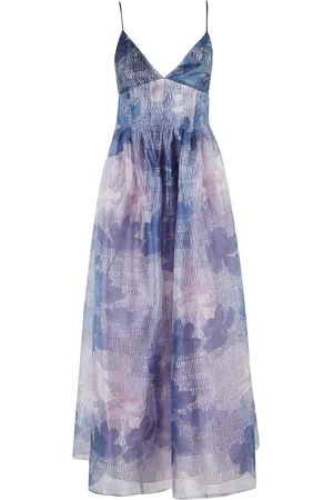 Emporio Armani Kjole, Dame, Flerfarvet, XS, Chiffon, Multifarvet Chiffon Trykt V-Hals Kjole