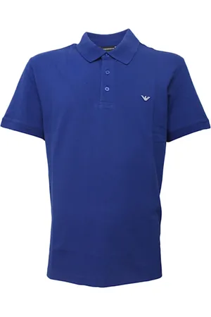 Emporio Armani Top, Herre, Blå, M, Bomuld, Bomuld Polo Skjorte med knappet krave