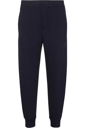 Emporio Armani Bukser, Herre, Blå, 2XL, Mørkeblå sporty stil bukser med logo broderi