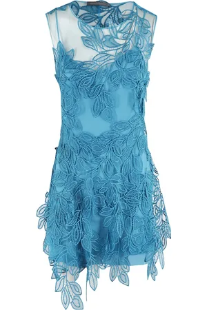 Alberta Ferretti Kjole, Dame, Blå, XS, Blå Ærmeløs Kjole med Asymmetrisk Kjole