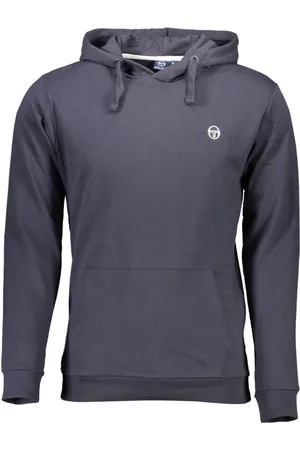 Sergio Tacchini Sweathshirts & Hoodies, Herre, Blå, XL, Bomuld, Blå Broderet Logo Hættetrøje