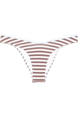 Frankies Bikinis Badetøj, Dame, Brun, S, Uld, Stribet jordbrun badetøj med kantbånd